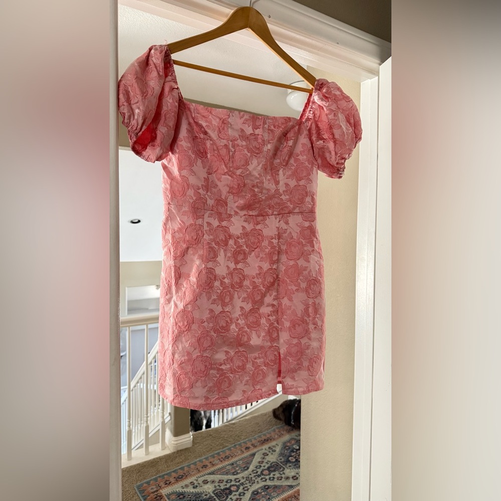 Lulu's Pink Puff Sleeve Mini Dress - Picture 5 of 6